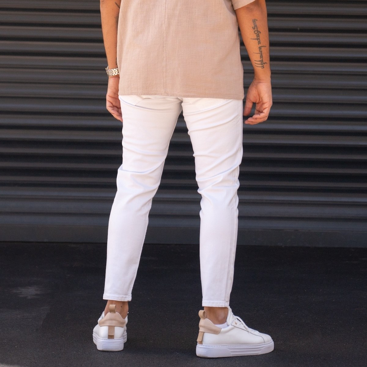 Мужские белые джинсы узкого кроя из лайкры | Martin Valen