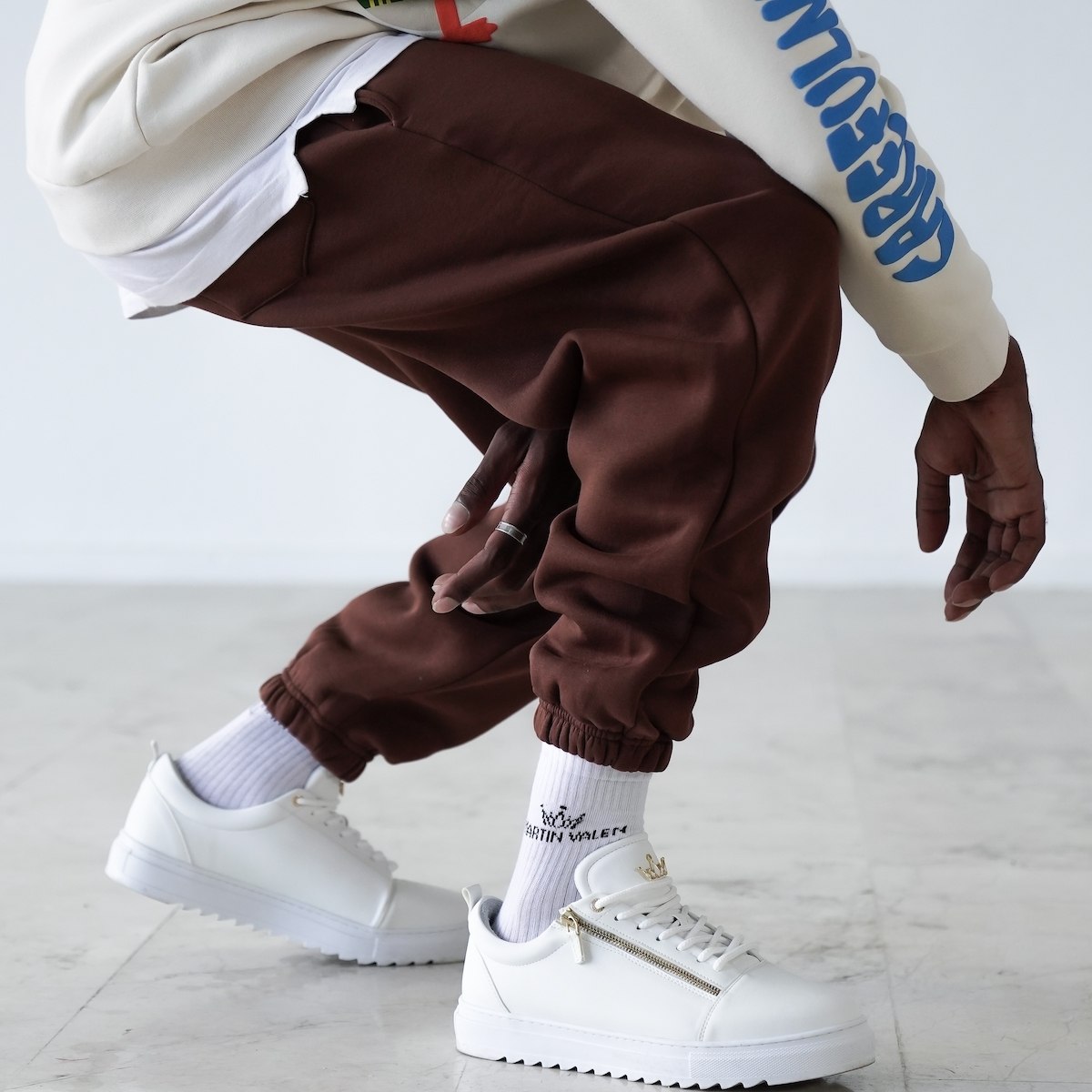 Men's Oversized Brown Jogger with Ankle Cuffs | Martin Valen