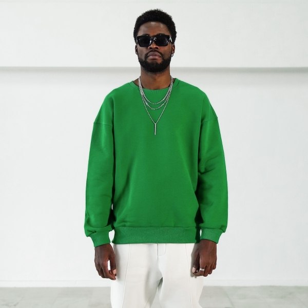Men's Oversized Basic Green Sweatshirt