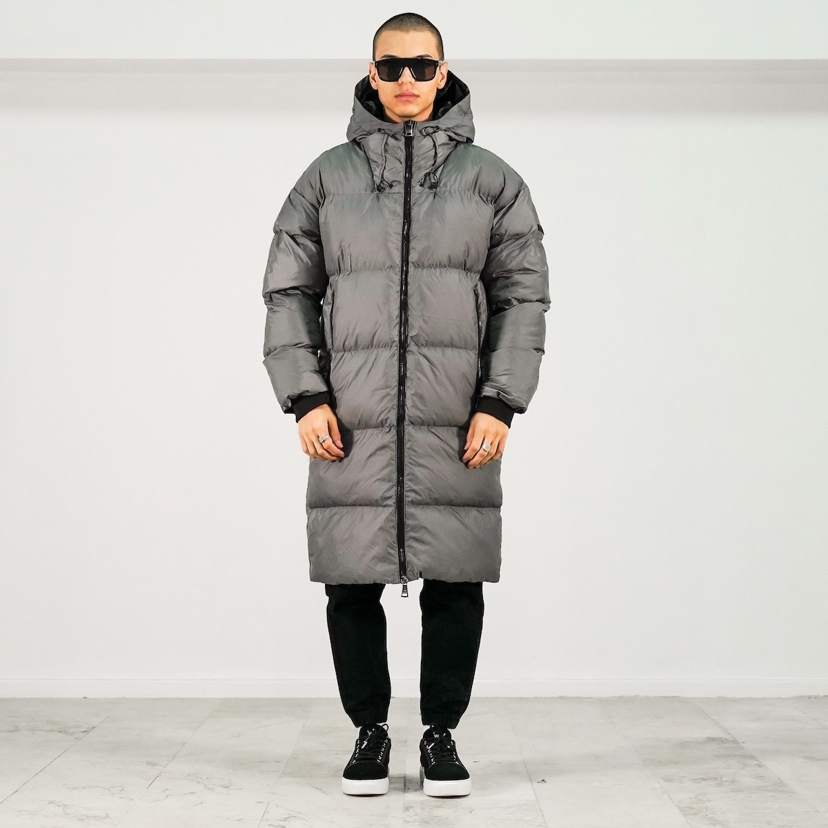 Men's Oversized Long Grey Puffer Jacket | Martin Valen