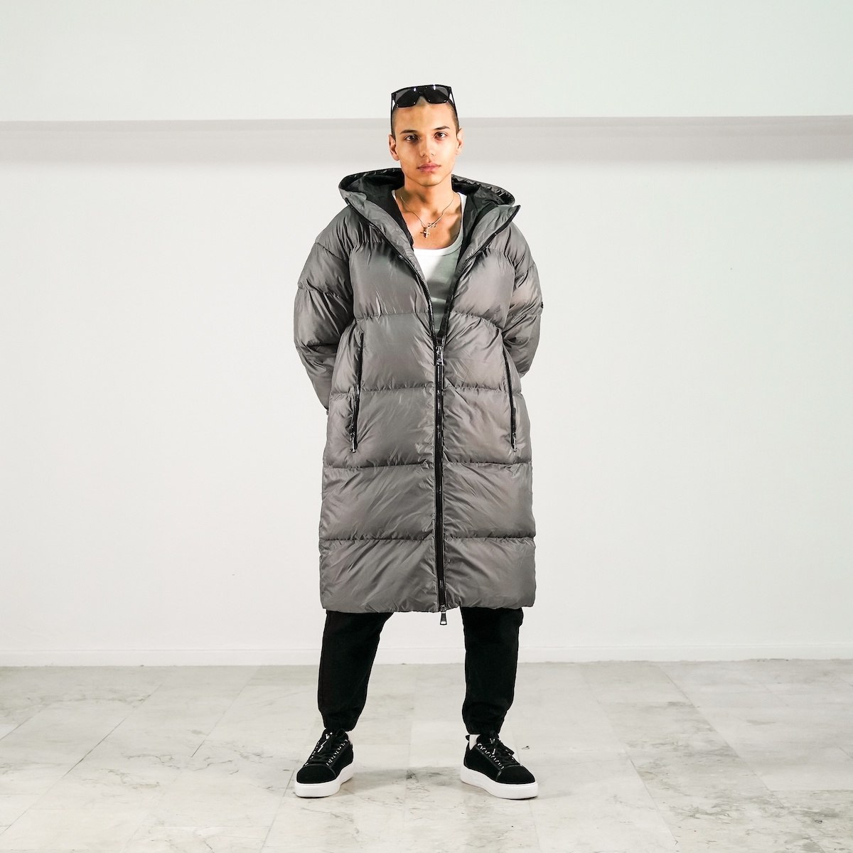 Men's Oversized Long Grey Puffer Jacket | Martin Valen