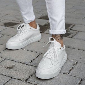 Men's Low Top Sneakers Crowned Shoes White - 5