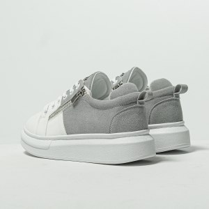Chunky Sneakers Zipper Designer Shoes Grey-White - 4