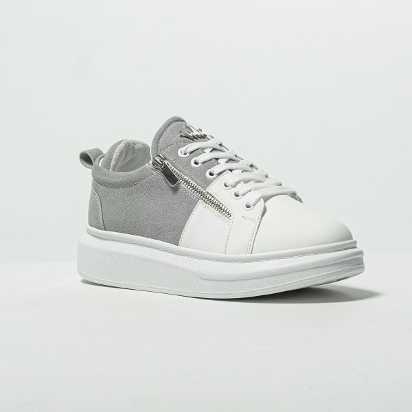 Chunky Sneakers Zipper Designer Shoes Grey-White - 3