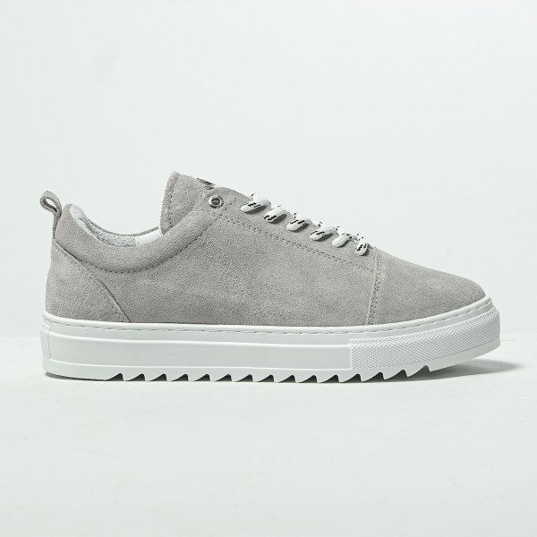 Men’s Low Top Sneakers Genuine Leather Shoes Grey