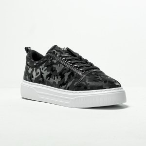 Herren Low Top Sneakers Schuhe mit Krone in camouflage schwarz - 3
