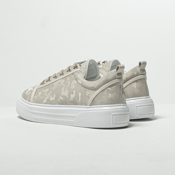 Men's Low Top Sneakers Crowned Shoes Camo Creme - 4