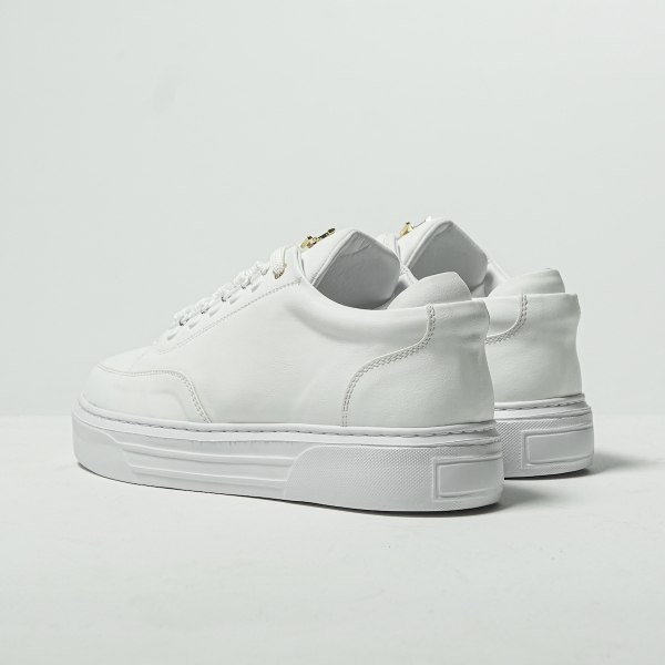 Men's Low Top Sneakers Crowned Shoes White - 4