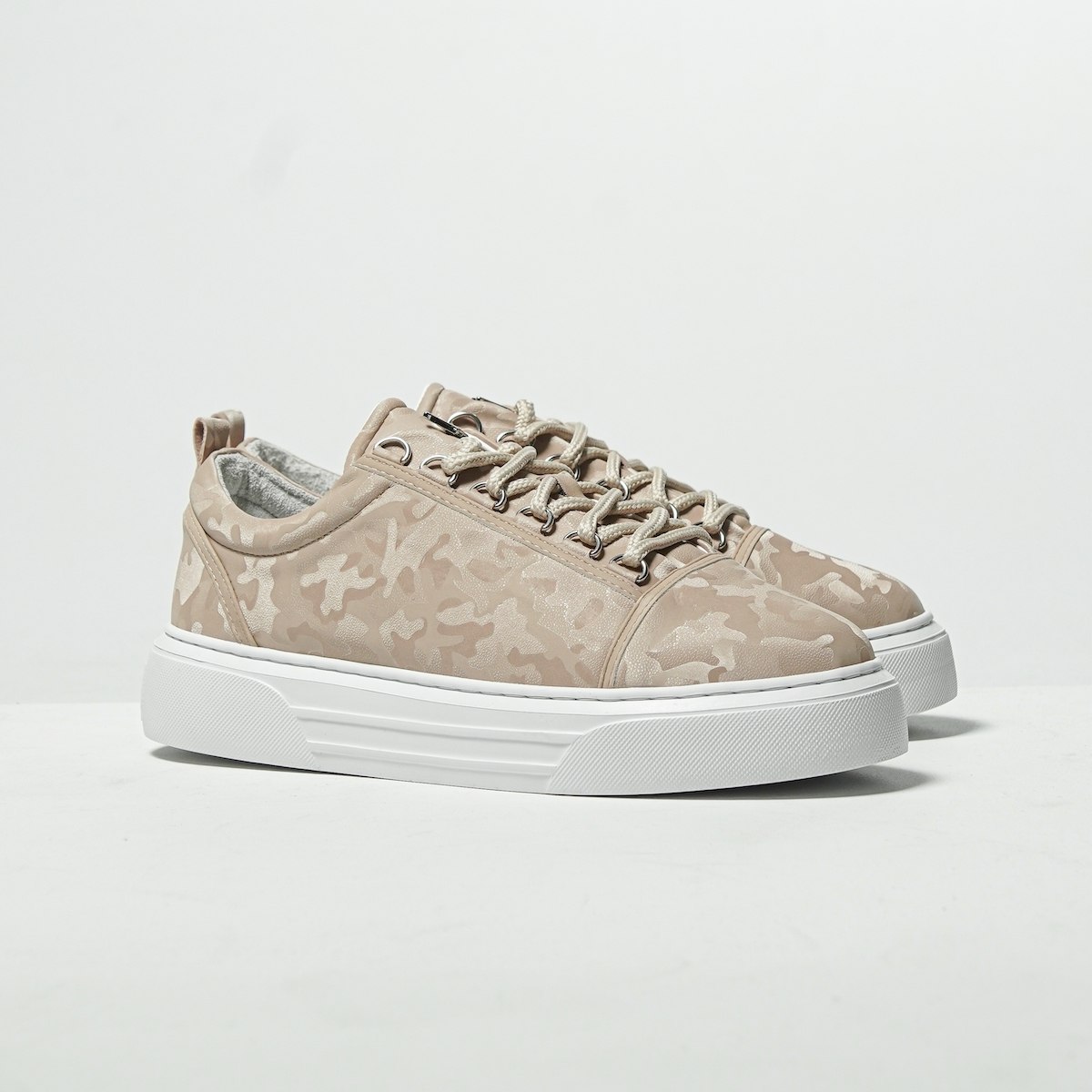 Men's Low Top Sneakers Crowned Shoes Camo Taupe | Martin Valen