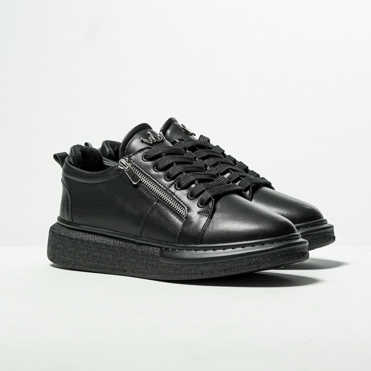 Plateforme Sneakers Designer Zip Basket Noir | Martin Valen
