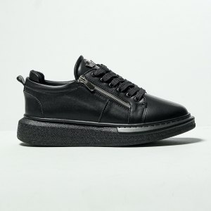 Plateau Sneakers Designer Schuhe mit Reissverschluss in schwarz - 1