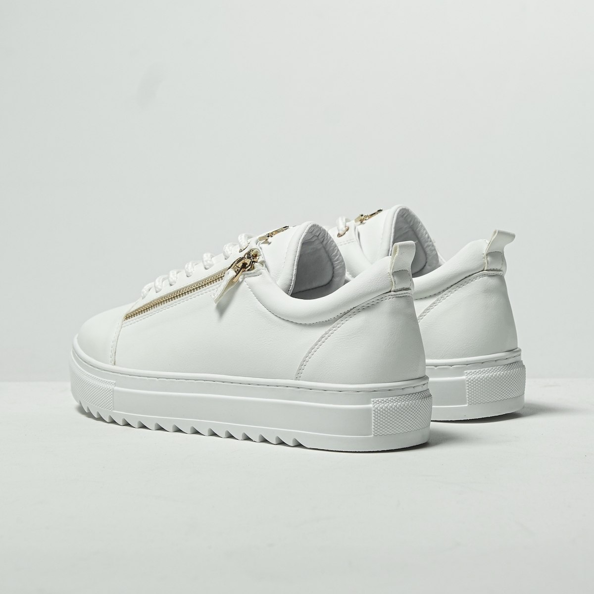 Hombre Bajo-Top Sneakers Cremallera De Oro Diseñador Zapatos Blanco | Martin Valen