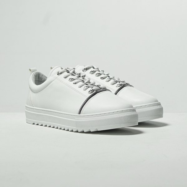 Uomo Basse Designer Sneakers Scarpe Bianco - 2