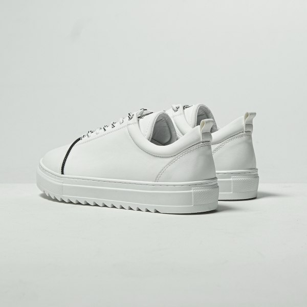 Uomo Basse Designer Sneakers Scarpe Bianco - 4