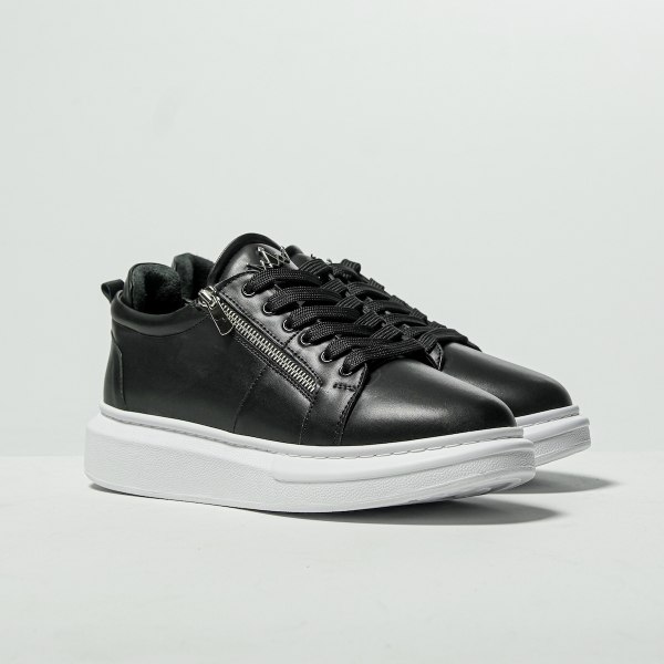 Plateau Sneakers Designer Schuhe mit Reissverschluss in schwarz-weiss - 2