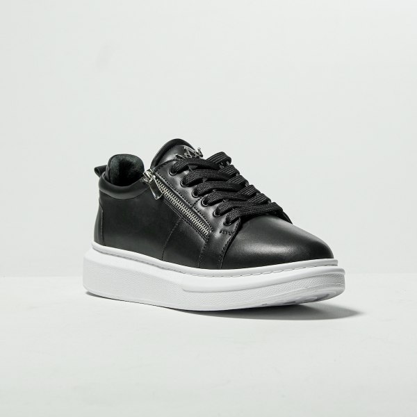 Plateau Sneakers Designer Schuhe mit Reissverschluss in schwarz-weiss - 3