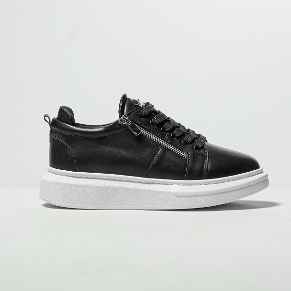 Plateau Sneakers Designer Schuhe mit Reissverschluss in schwarz-weiss - 4