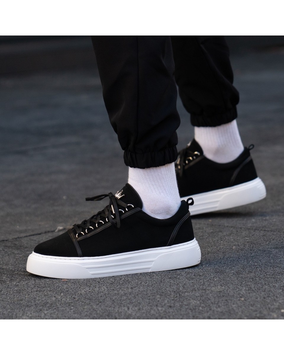 Heren Casual Sneakers Zwart Met Kroon | Martin Valen