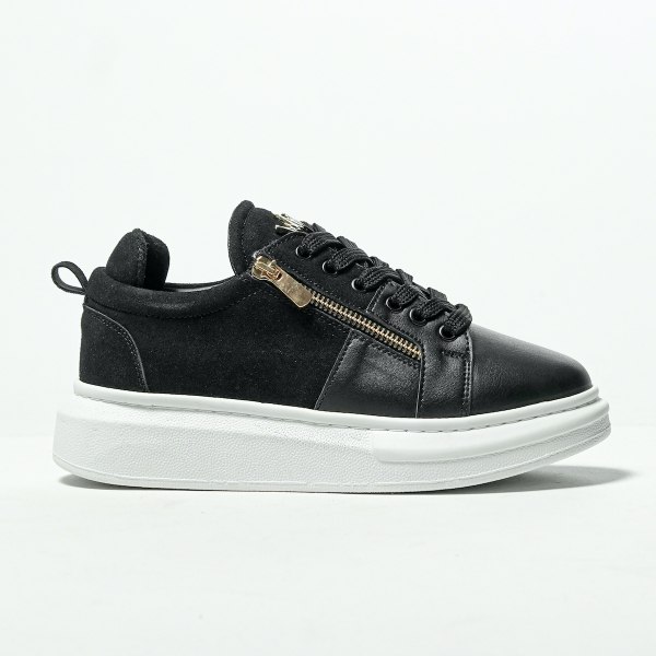 Gold Zipped Sneakers Black