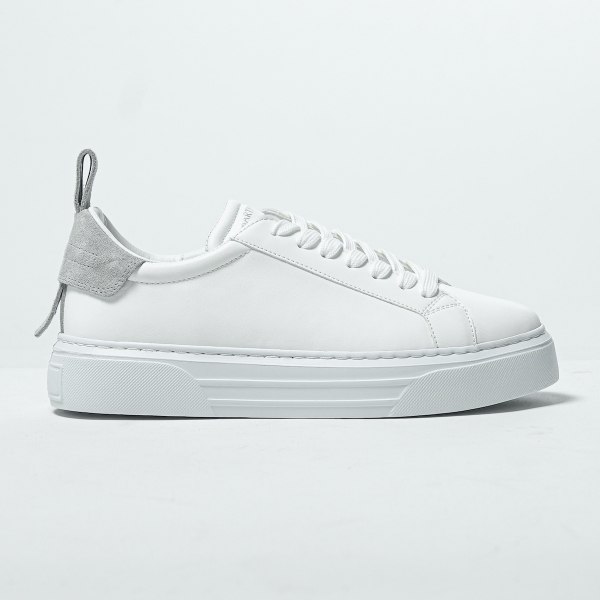 Bobe Suede Belted New Sneakers White Grey - 1