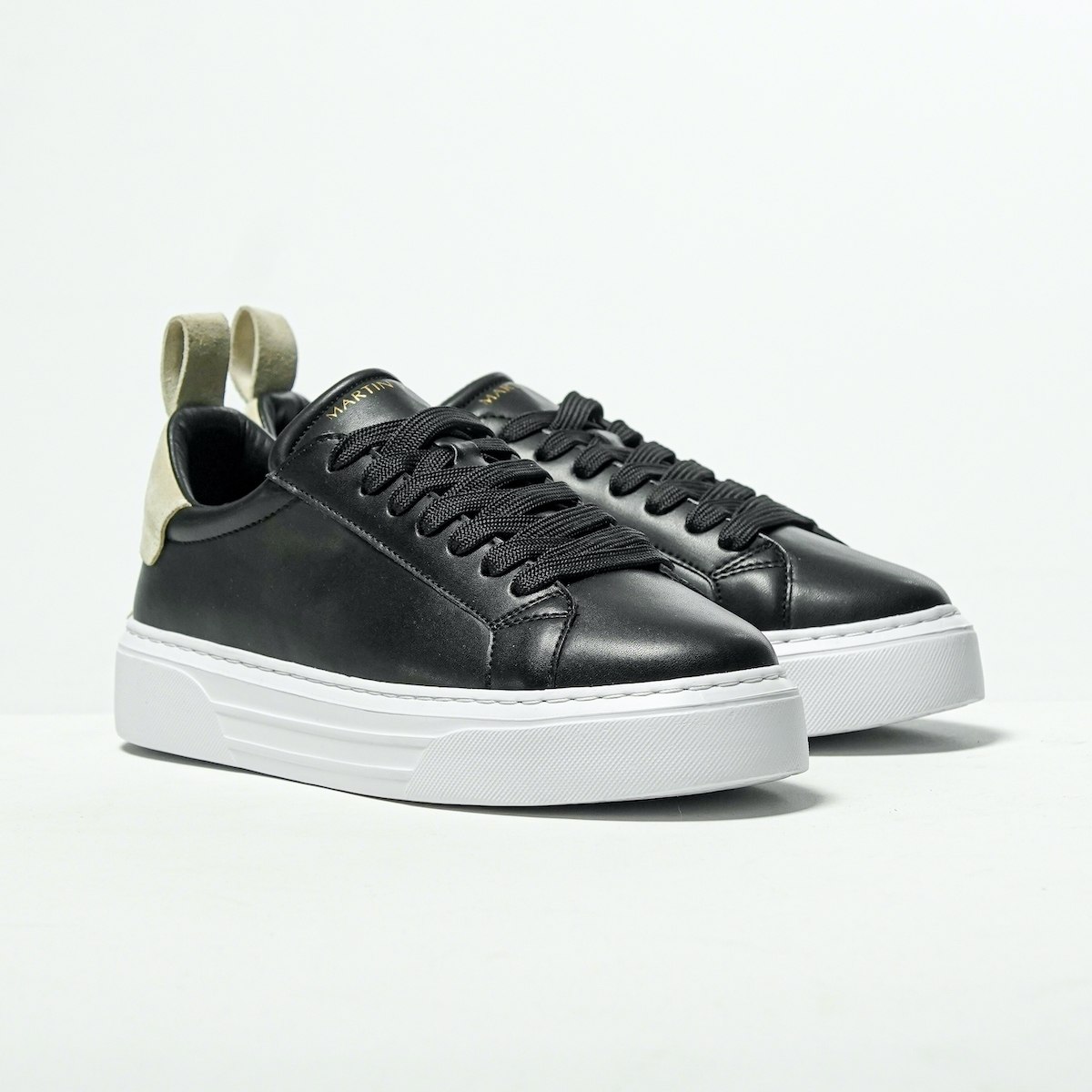 Bobe Suede Belted New Sneakers Black Beige | Martin Valen
