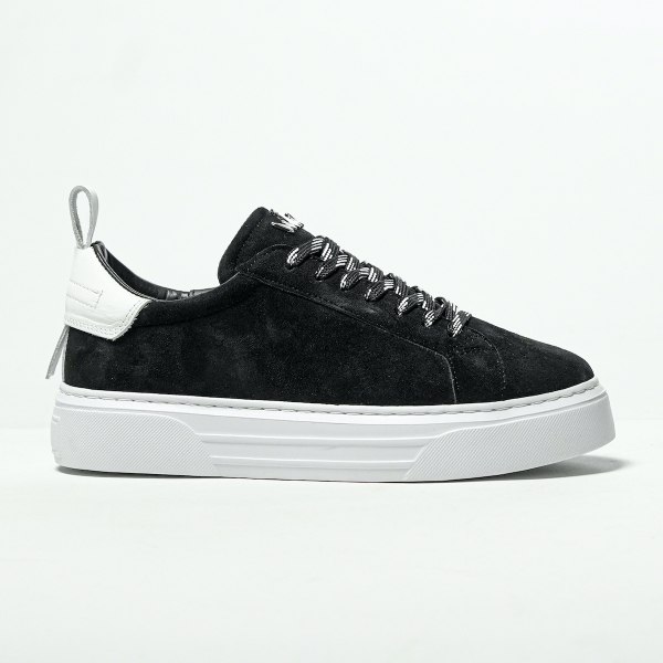 Bobe Suede Belted New Sneakers Black White - 1