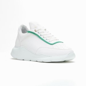 Men's Chunky Sneakers Green Line Shoes White