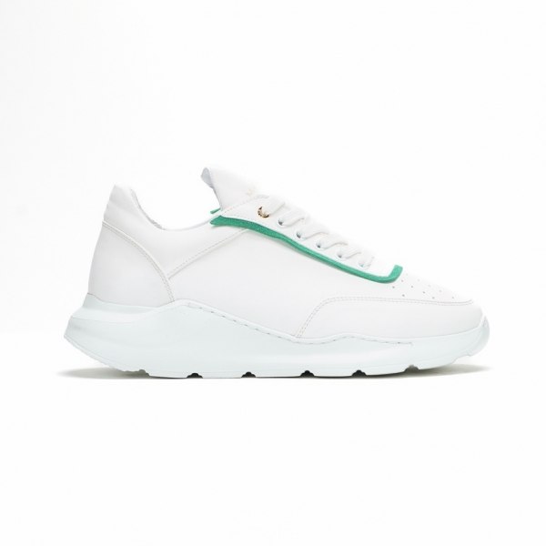 Men's Chunky Sneakers Green Line Shoes White
