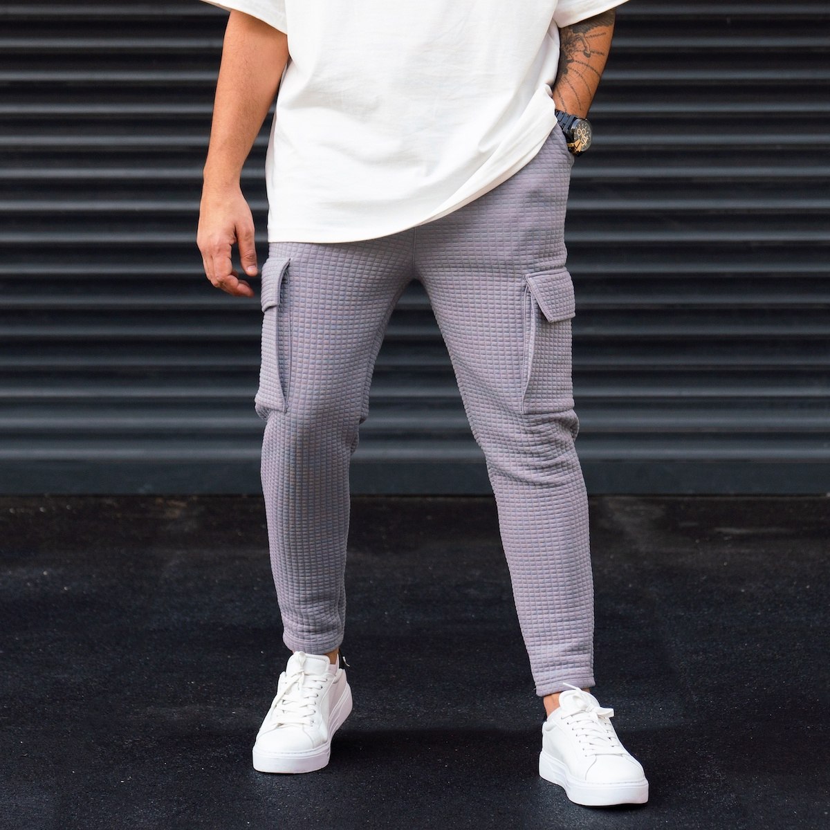 Oversized Gray Quilted Jogger with Cargo Pockets | Martin Valen