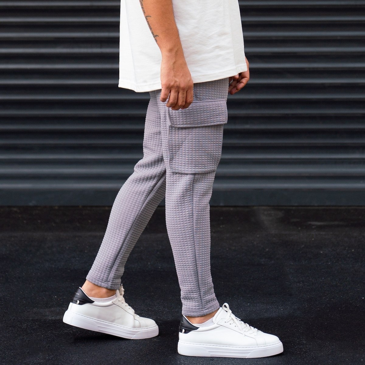Oversized Gray Quilted Jogger with Cargo Pockets | Martin Valen