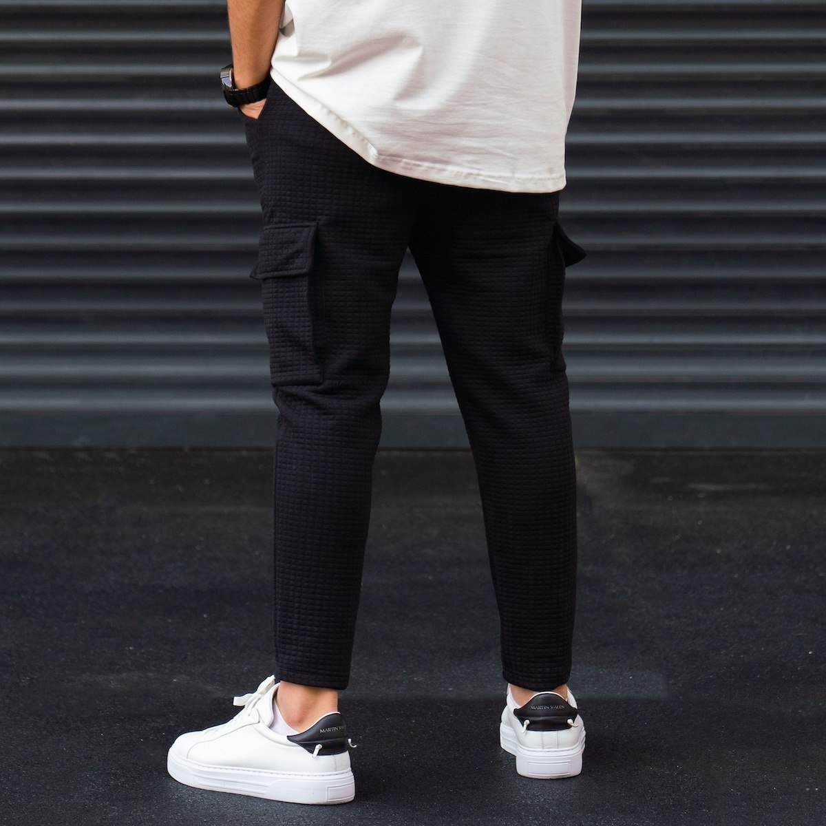 Oversized Black Quilted Jogger with Cargo Pockets | Martin Valen