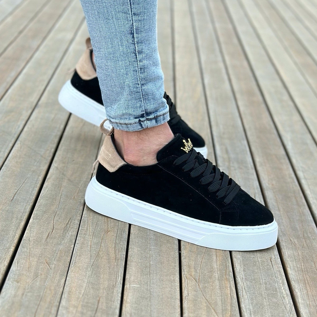 Bobe Suede Belted New Sneakers Taupe Black