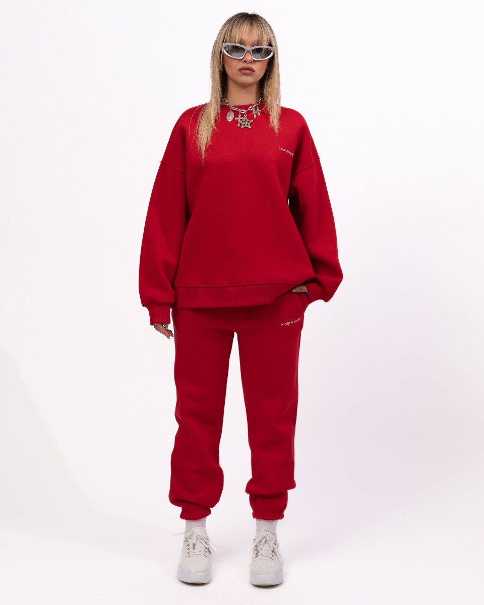Martin Valen Exklusives Oversize Sweatshirt Jogger Set - Rot