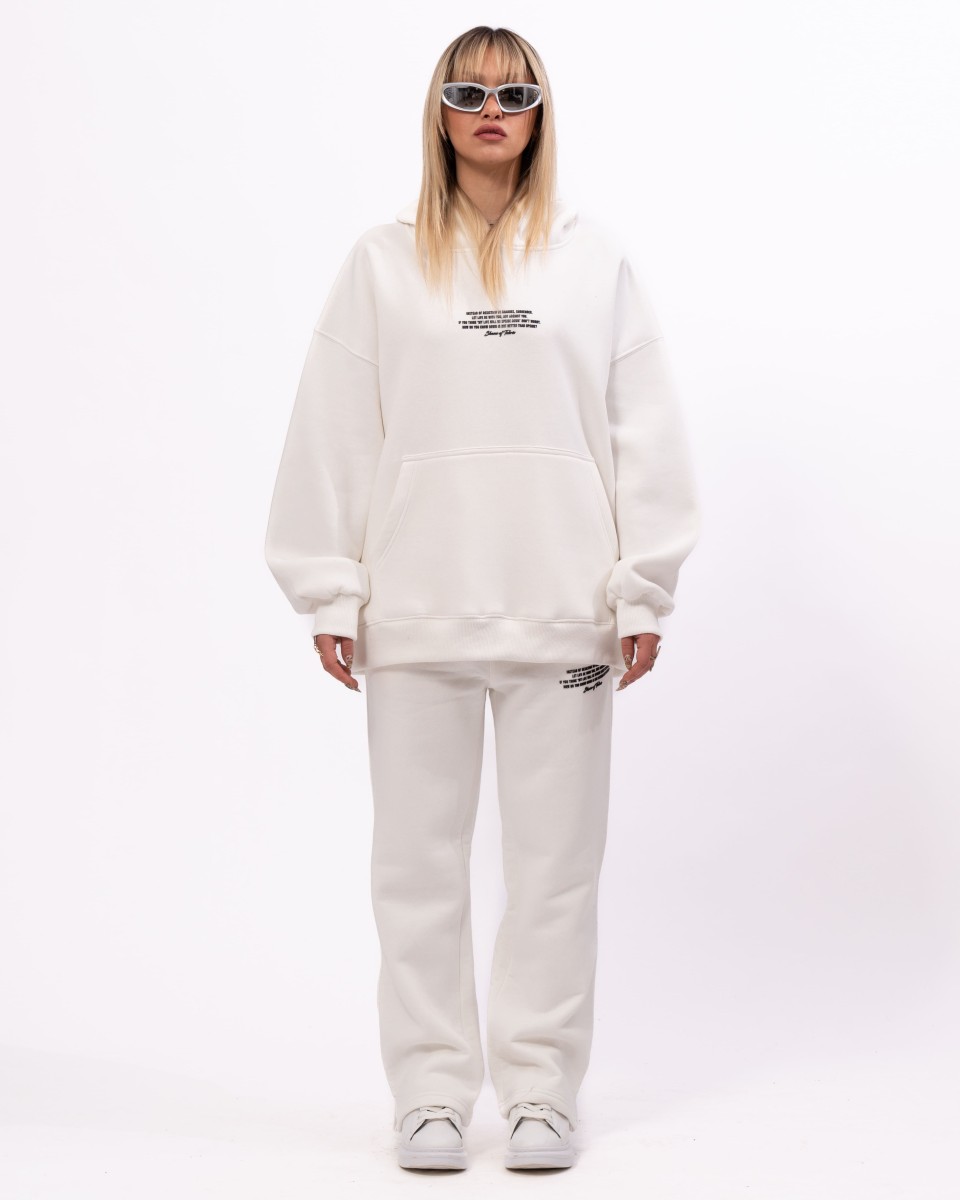 Rumi 3D Printed Oversized Hoodie Jogger Set - White