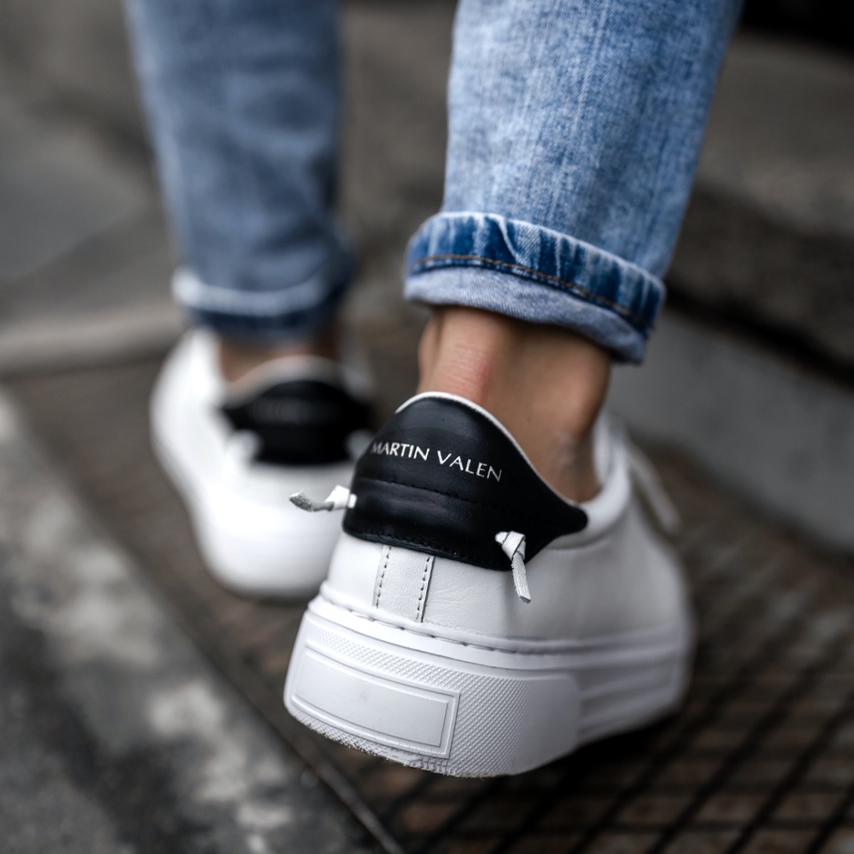Node High Street Leren Sneakers Wit Zwart - Wit