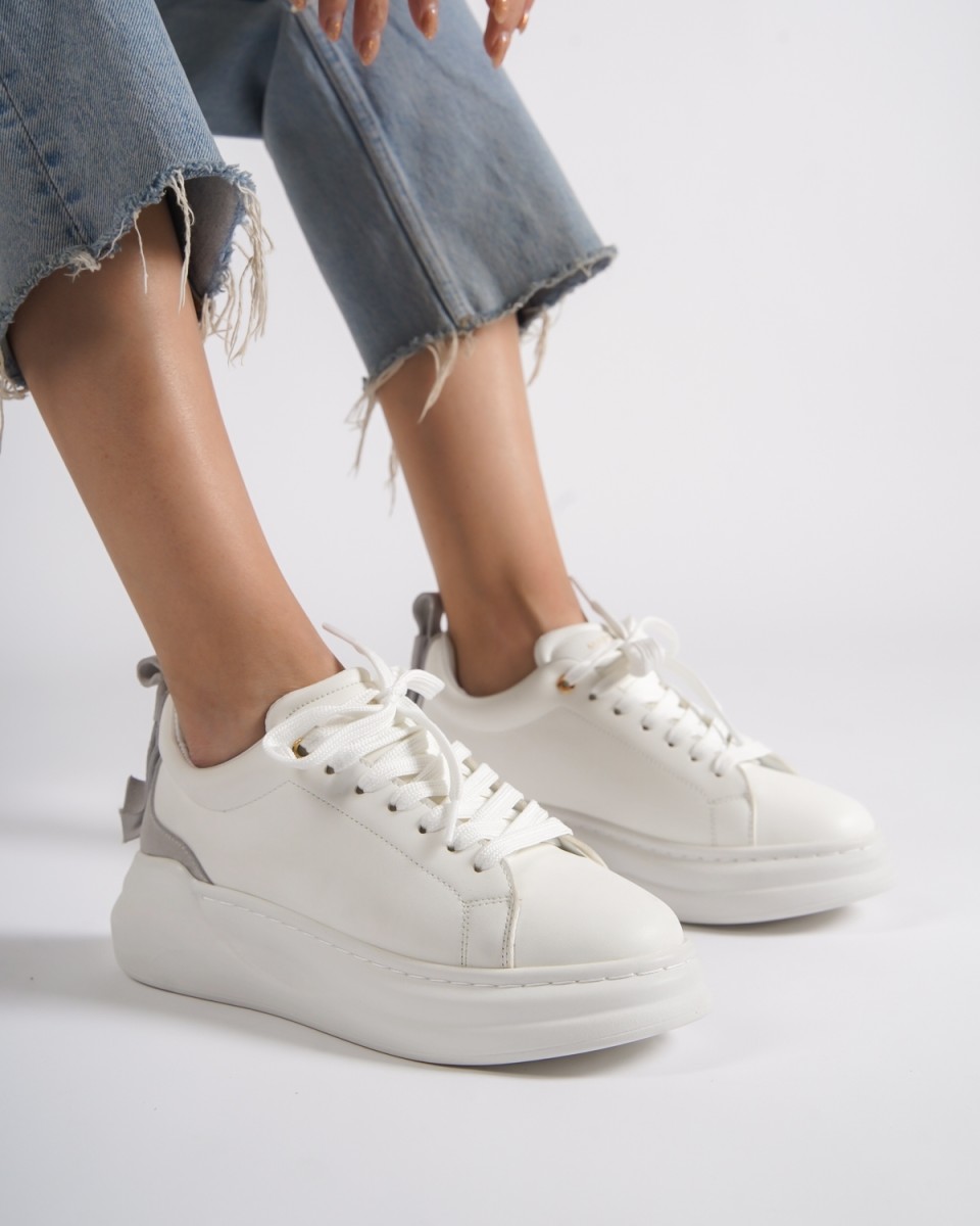 Highrise Women's Suede Belted Shoes in White | Martin Valen