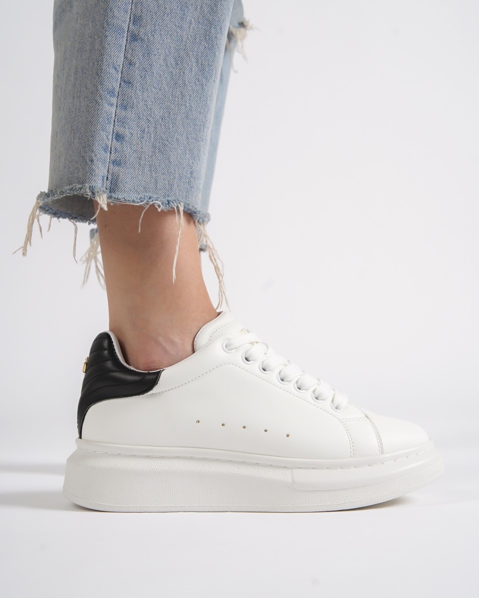 V-Harmony Sapatos para Mulher com Aba Colorida no Calcanhar em Branco - Preto