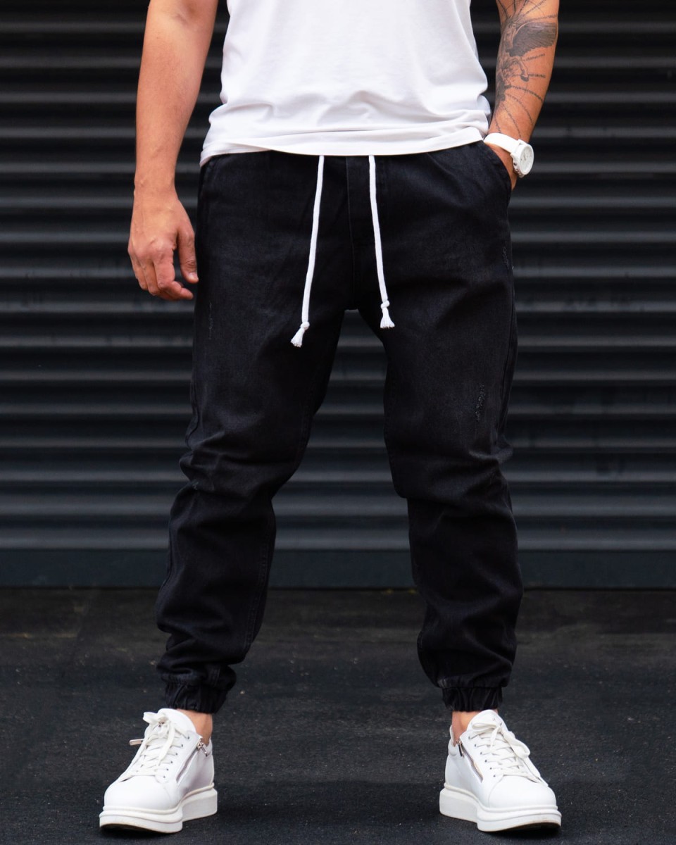 Oversized Denim Joggers in Washed Corded and Cuffed