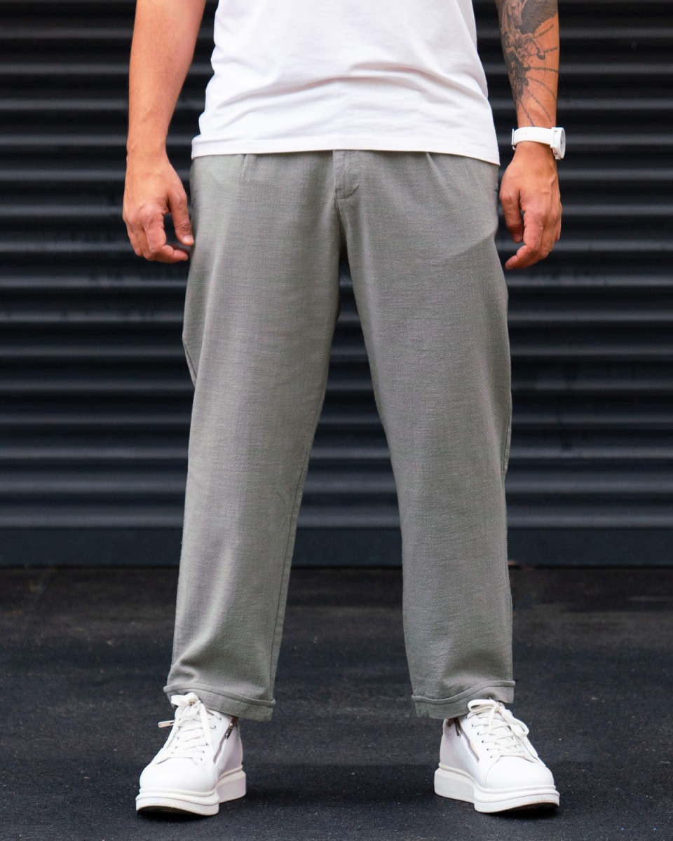 Oversized Joggers with Welt Pockets and Hemp Fabric