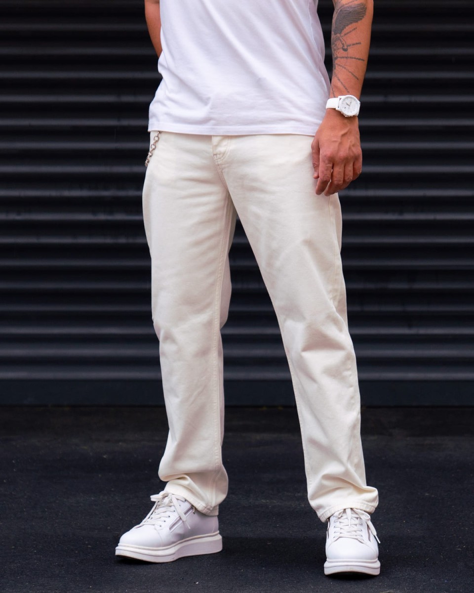 Baggy Fit Jeans in Weiß mit Ketten | Martin Valen