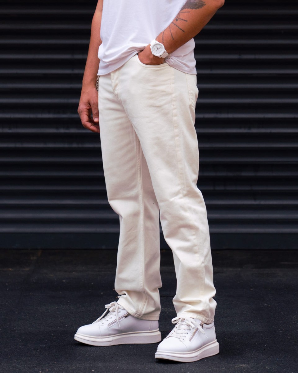 Jeans Baggy Fit en Blanco con Cadenas | Martin Valen