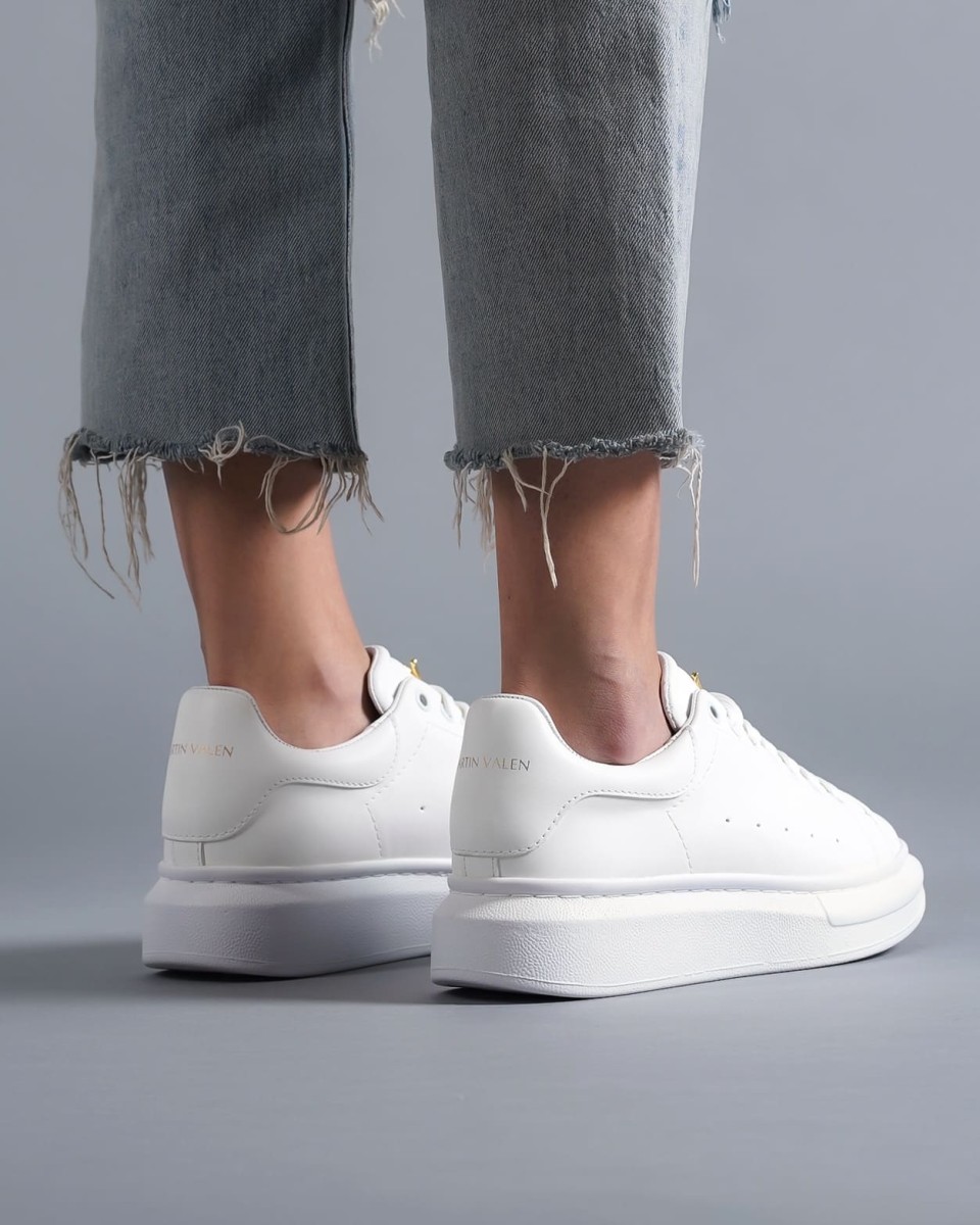 Damen Sneaker mit Hoher Sohle und Goldkrone in Weiß | Martin Valen