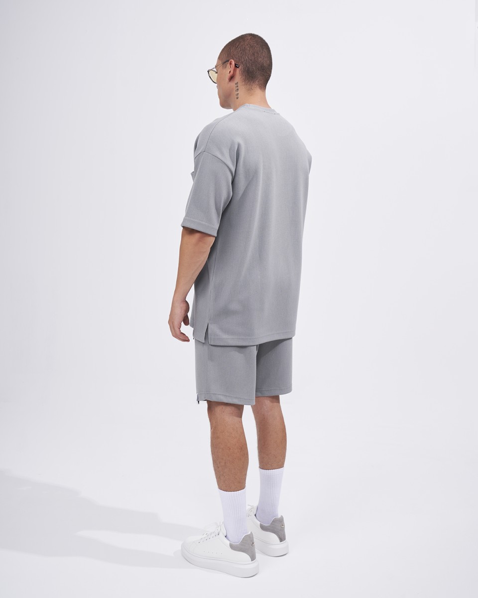 Men's Twill Short Tracksuit with Pocket Detail in Gray | Martin Valen