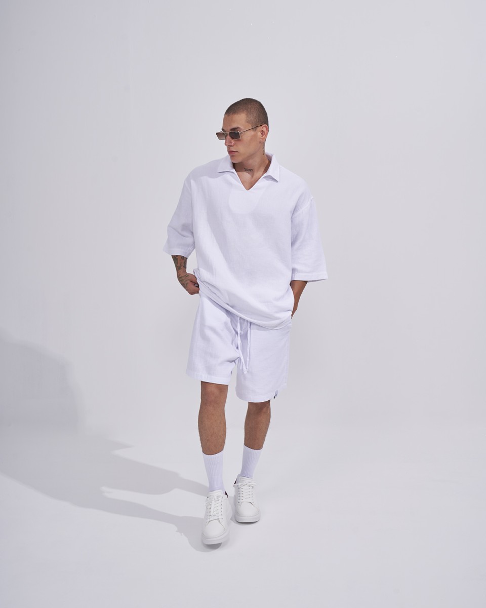 Conjunto de Fato de Treino Oversized para Homem com Camisola de Linho em Branco | Martin Valen