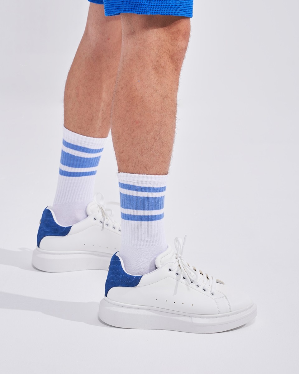 Мужские белые кроссовки V-Harmony с замшевой пятке | Martin Valen