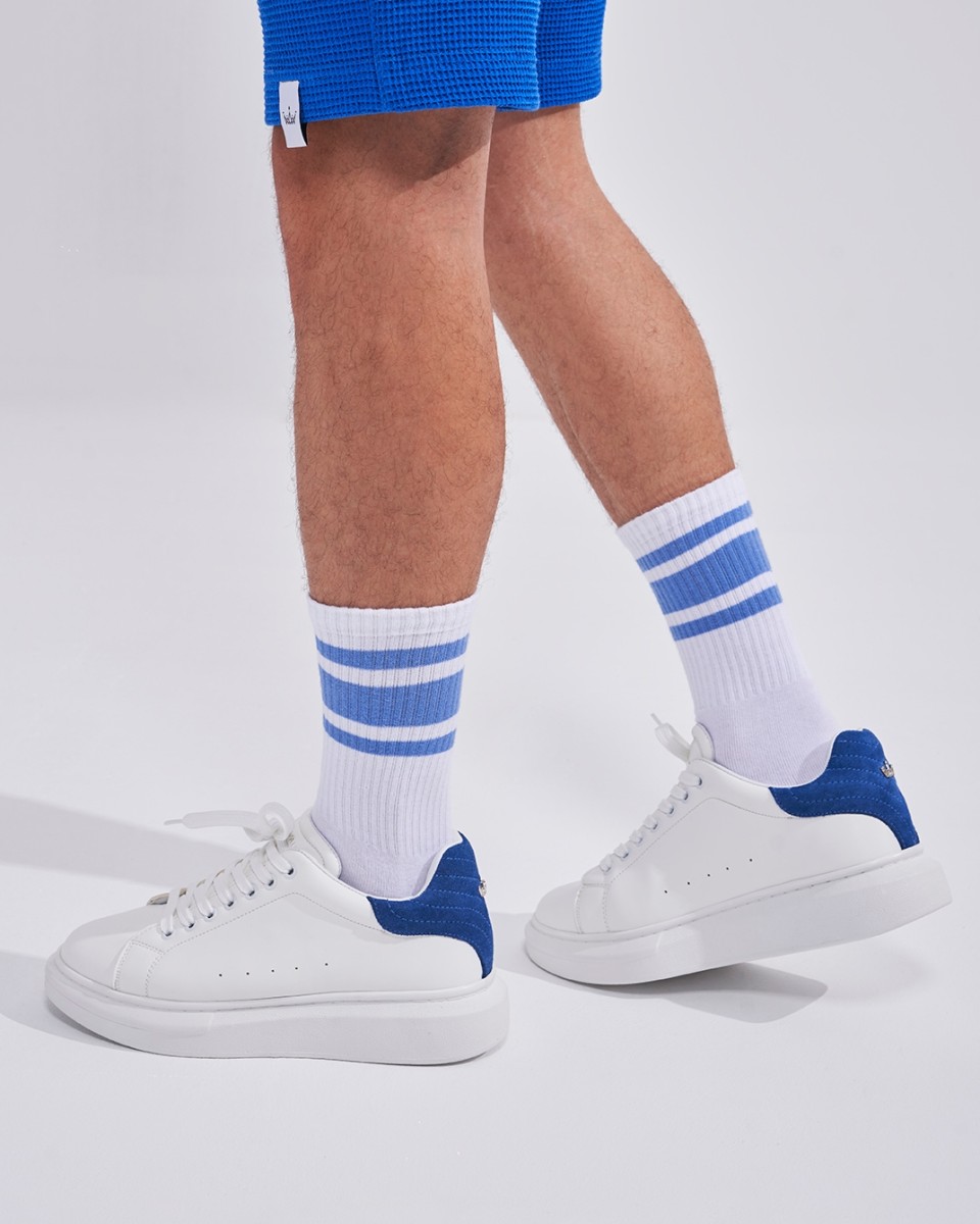 Sapatos Brancos Masculinos V-Harmony com Aba de Camurça no Calcanhar | Martin Valen