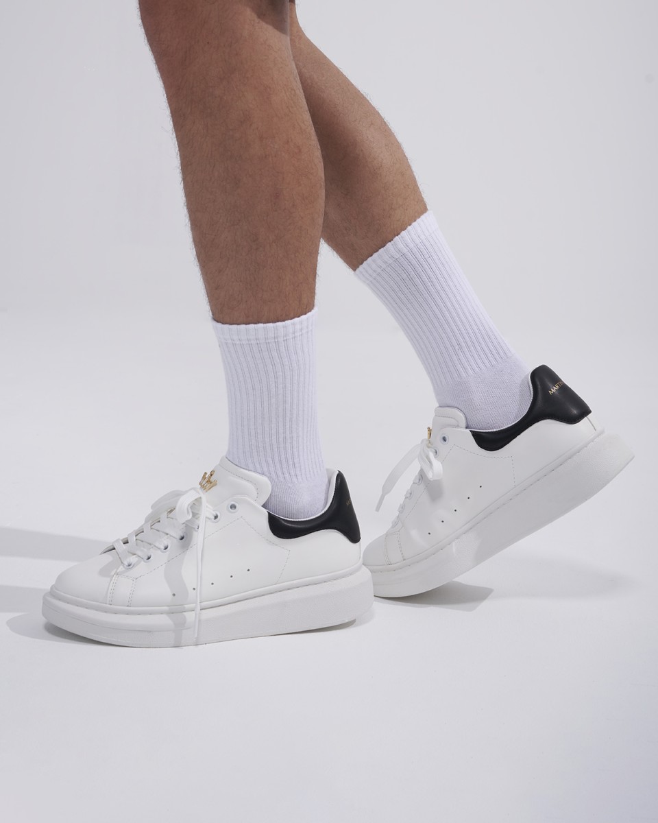 Uomo Coronate Suola Alta Sneakers Scarpe Nero-Bianco | Martin Valen