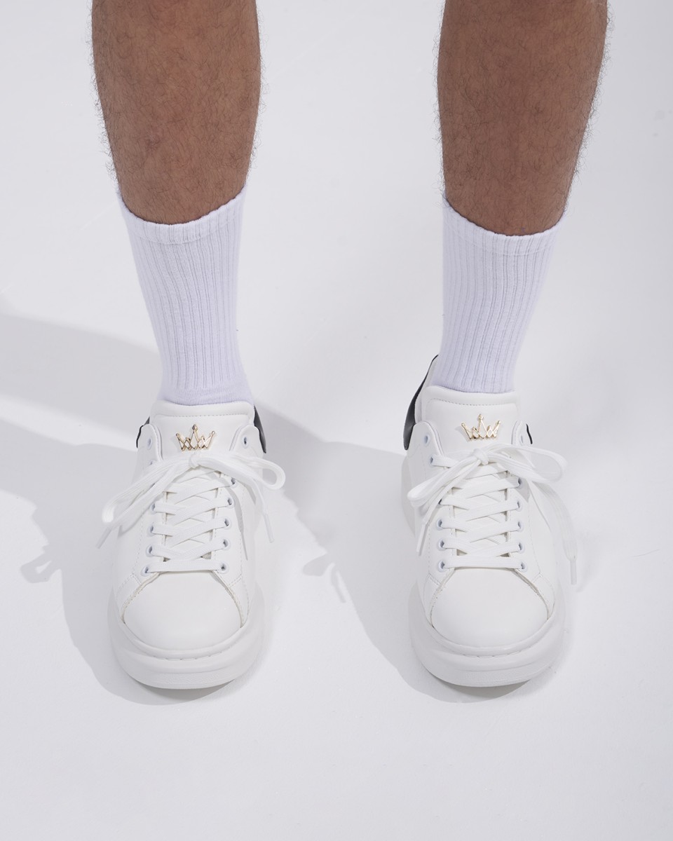 Uomo Coronate Suola Alta Sneakers Scarpe Nero-Bianco | Martin Valen