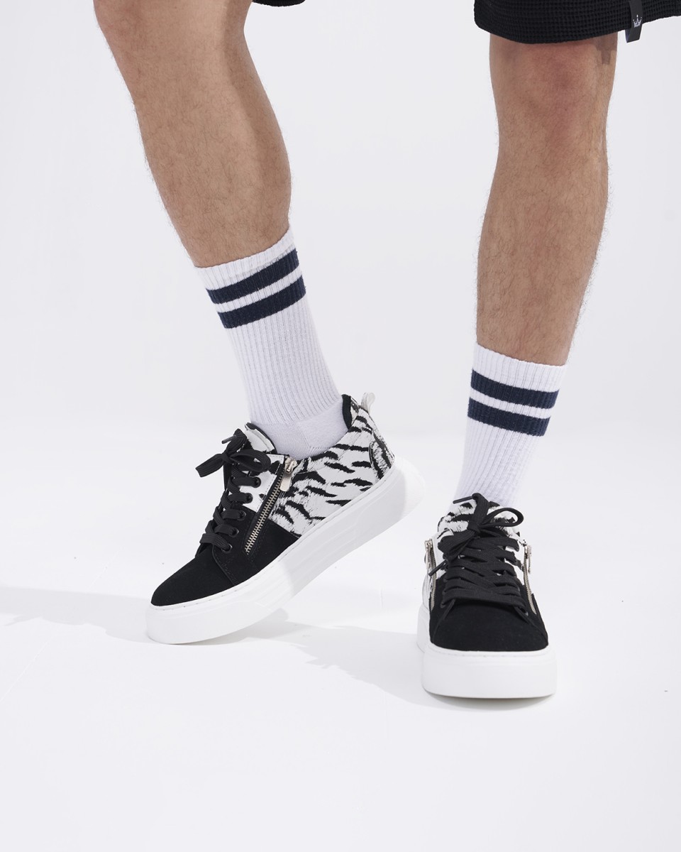 Duo-Zipped Op Maat Gemaakte Sneakers in Zwart-Wit | Martin Valen