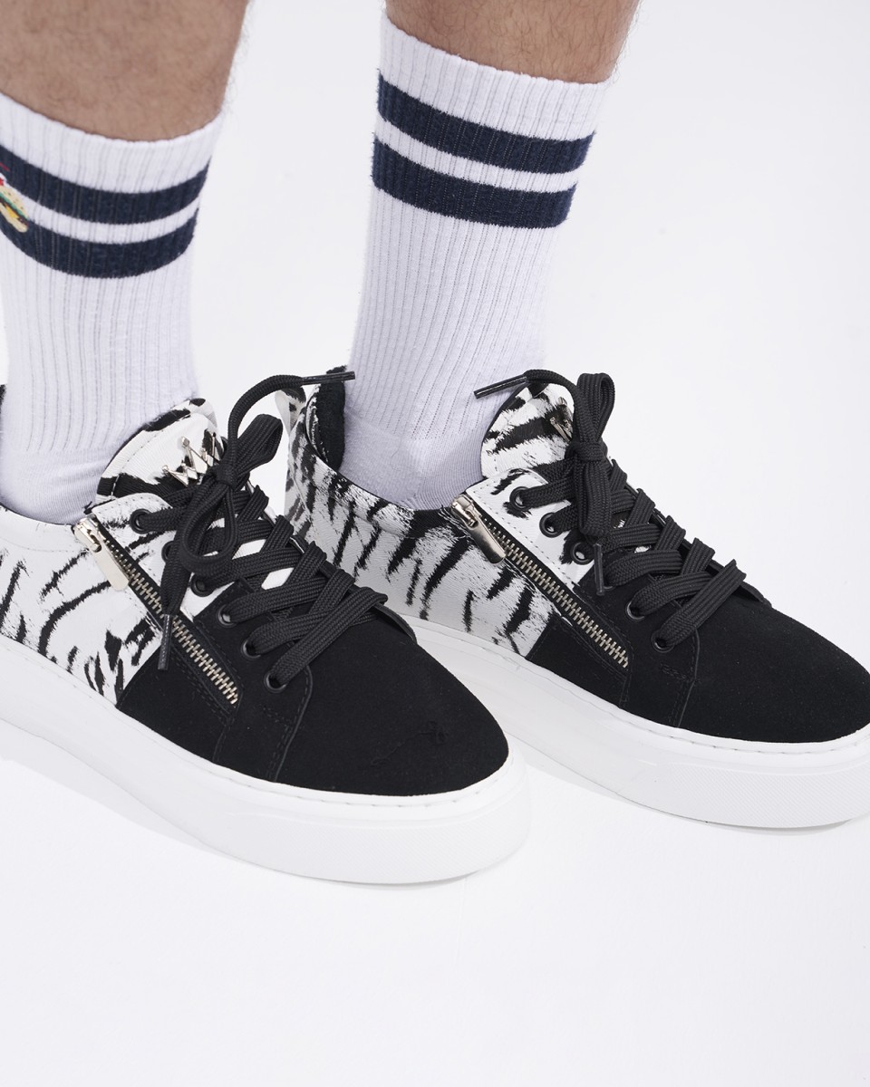 Duo-Zipped Custom Sneakers in Black-White | Martin Valen